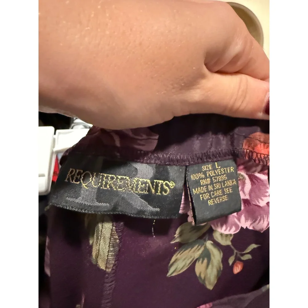 Requirements Floral Maxi Skirt Plum Purple Pink Rose Print Straight Size L